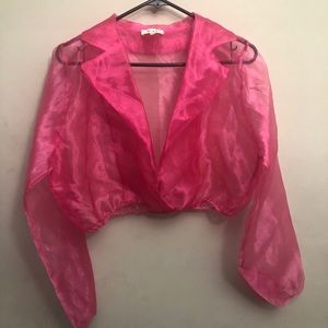 Hot pink sheer mesh crop top